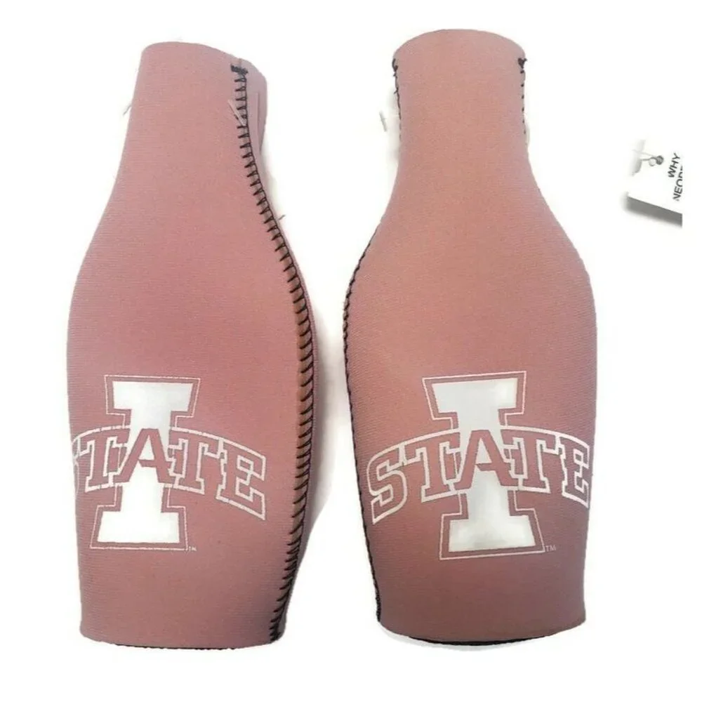 NCAA Iowa State Cyclones Beer Bottle Coolers Lot of 2 Zipper Neoprene 2 Sided
